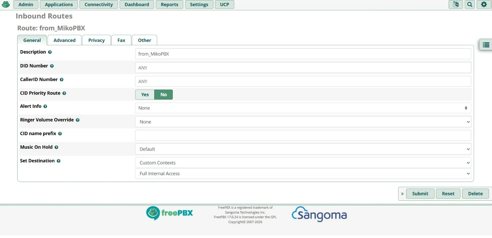 inbound freepbx setting inbound freepbx