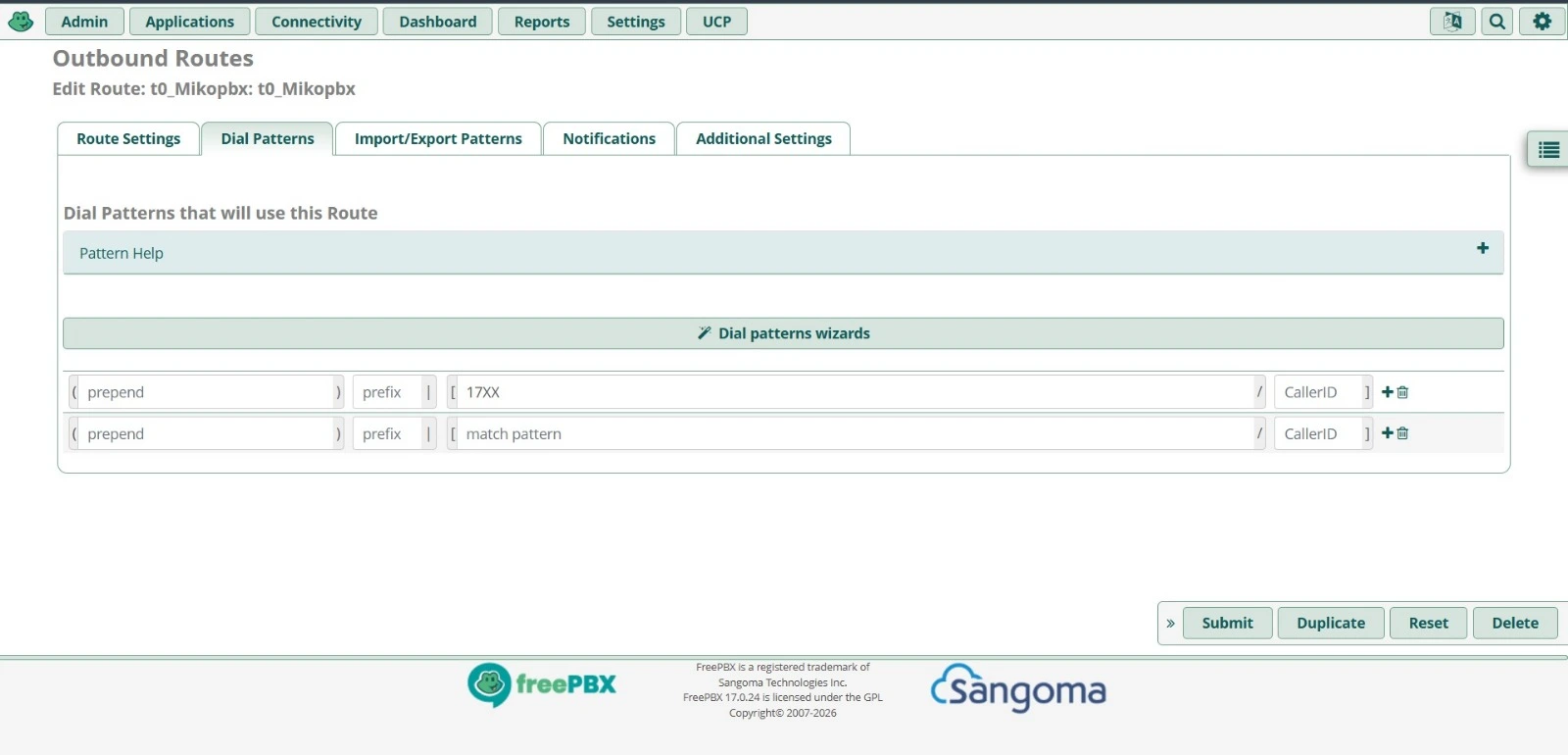 outbound dial pattern Setting outbound dial pattern