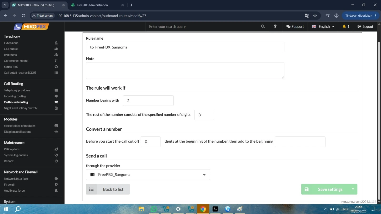 setting iptrunk MikoPbx setting iptrunk MikoPbx